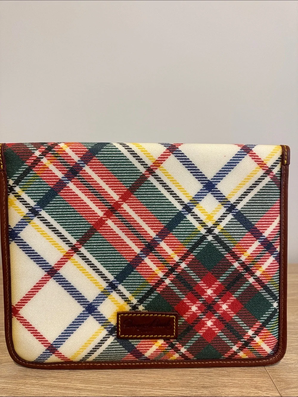 Multicolor Plaid Women or Men’s (TABLET/KINDLE) Pouch with Brown Trim
